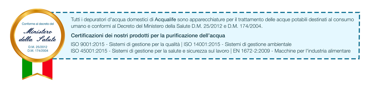 certificazioni dei prodotti per la depurazione dell'acqua domestica